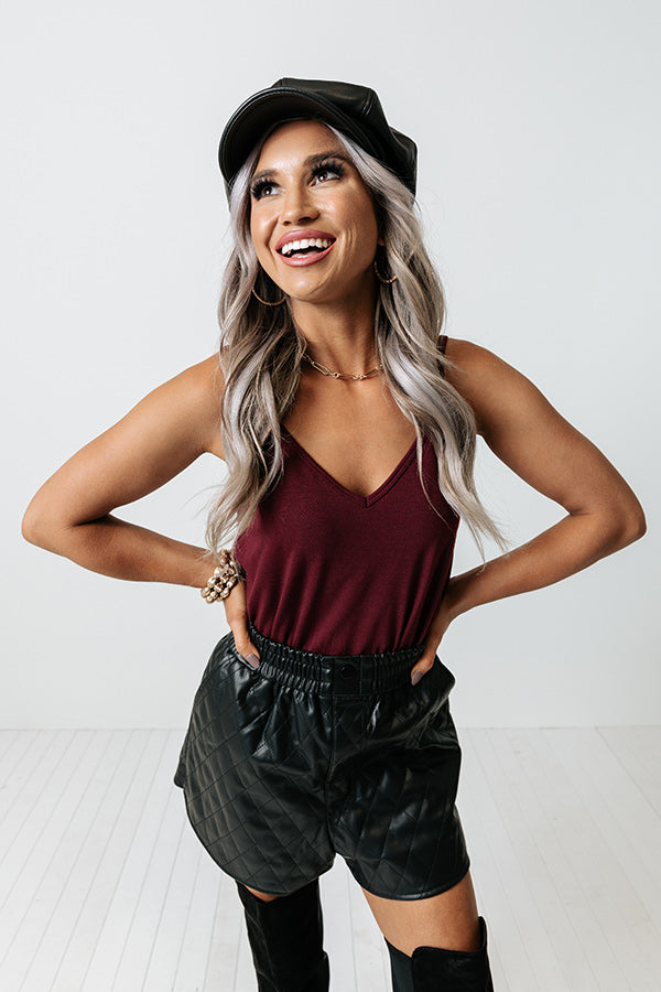 Kisses On The Coast Shift Tank In Maroon