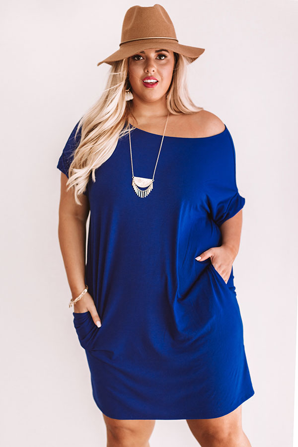 royal blue tee shirt dress Brass & Roe Modest New Cozy T-Shirt Dress Royal / M *FINAL SALE*