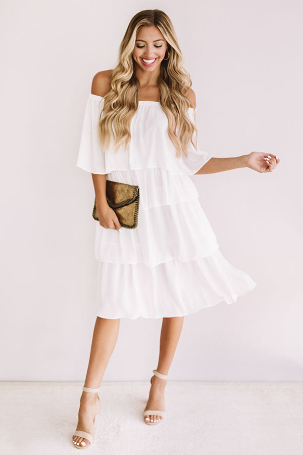 European Romance Tier Dress In White