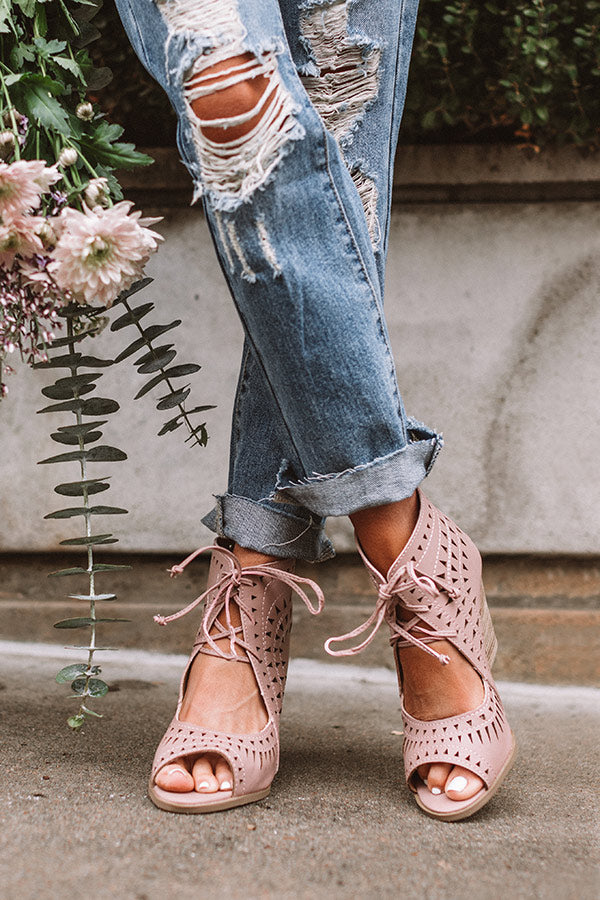 The Underwood Faux Leather Wedge in Blush