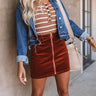 Sweet Victory High Waist Corduroy Skirt in Rust Image - 1