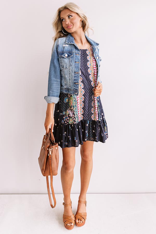 Sunny In Santorini Shift Dress in Navy