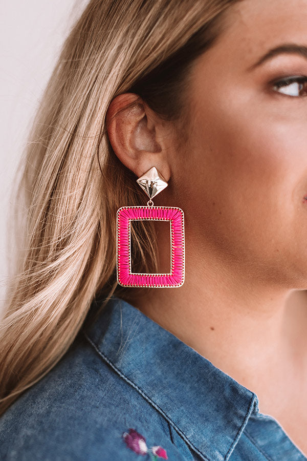 Pass Play Earrings In Hot Pink