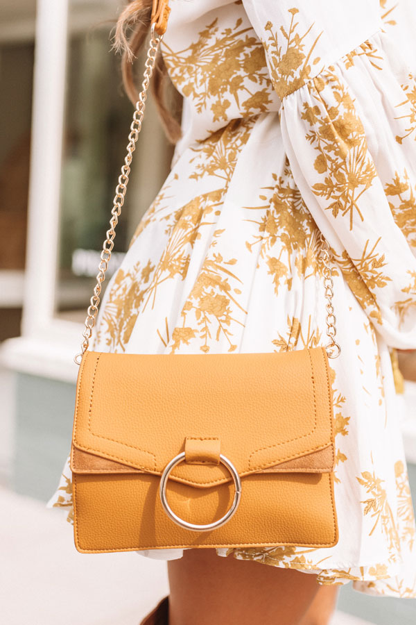 Express Yourself Faux Leather Purse in Mustard