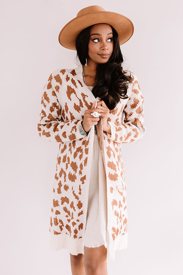 Beautiful Beat Knit Leopard Cardigan In Ivory