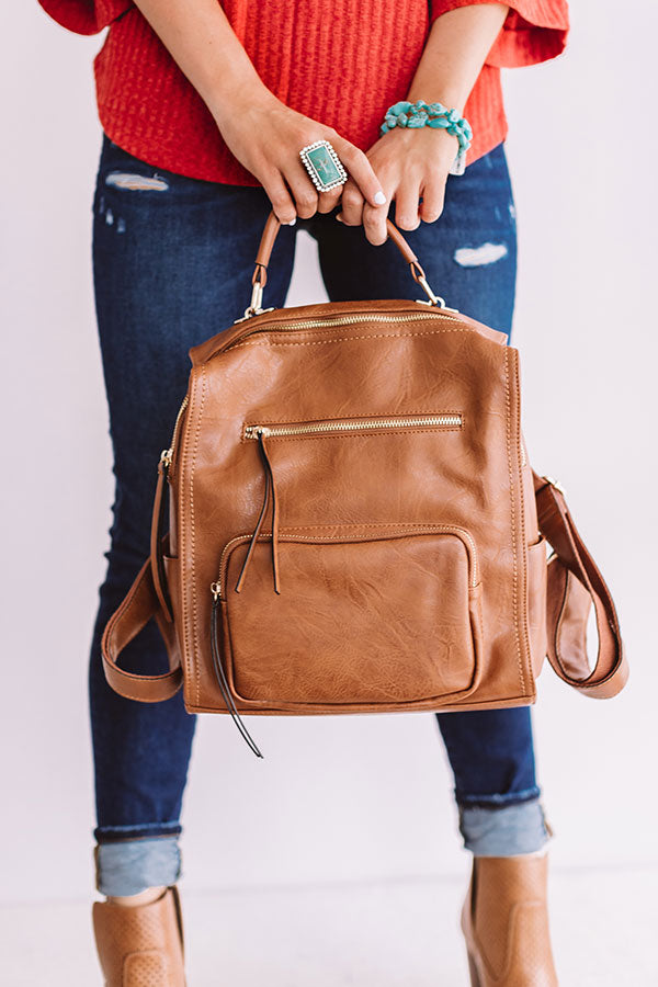 brown faux leather backpack womens Epic Adventure Faux Leather Backpack In Brown