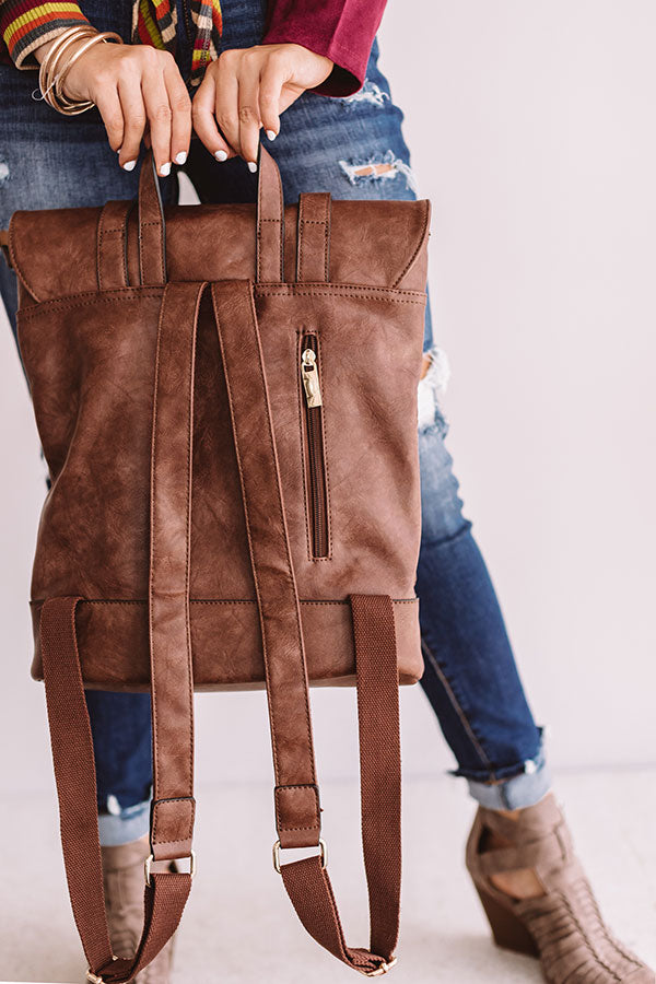 chestnut leather or pleather backpack Across The Universe Faux Leather Backpack In Chestnut