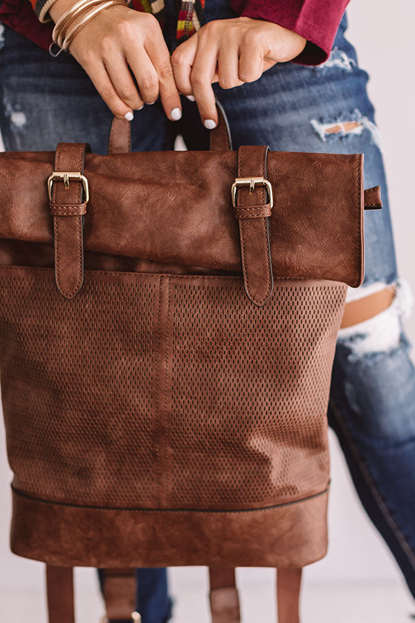 chestnut leather or pleather backpack Across The Universe Faux Leather Backpack In Chestnut