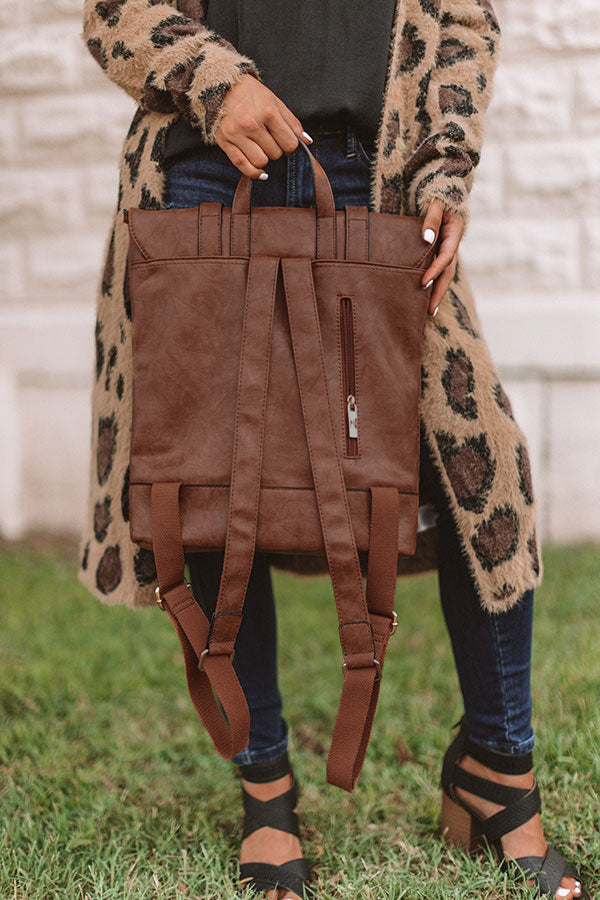 chestnut leather backpack Across The Universe Faux Leather Backpack In Chestnut