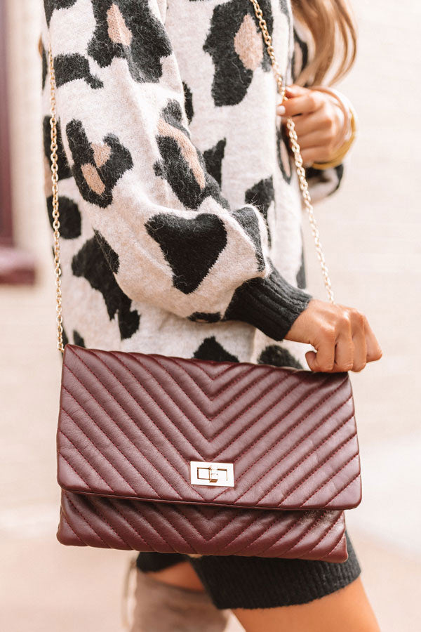 Delicate Details Faux Leather Clutch in Windsor Wine