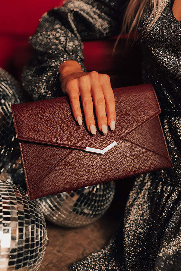Red Carpet Event Faux Leather Clutch in Windsor Wine