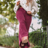 The Harmony High Waist Corduroy Flare In Wine Image - 1