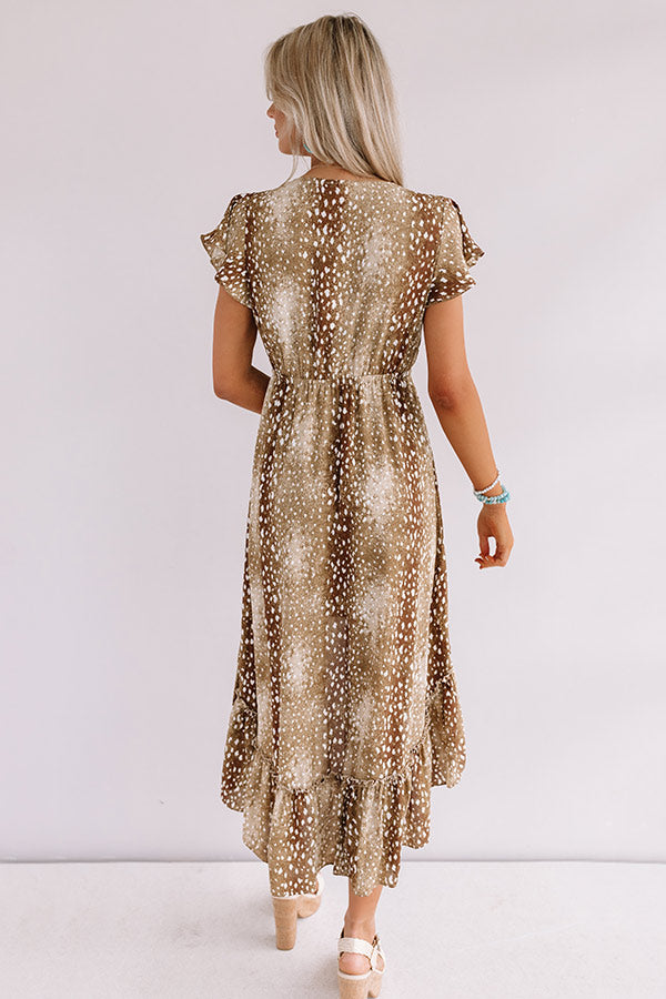 Cider In Aspen Ruffle Dress in Brown Cider In Aspen Ruffle Dress in Brown