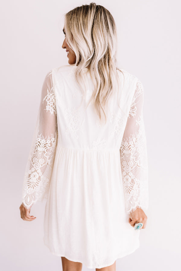 ivory wedding dress with bridesmaids Ivory Mermaid Satin High Neck Long Sleeves Bridesmaid Dress With Lace,  MBD226 main image 1