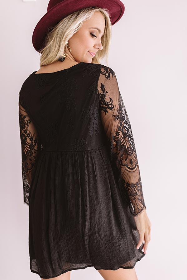 Vintage Vibes Lace Babydoll Dress In Black