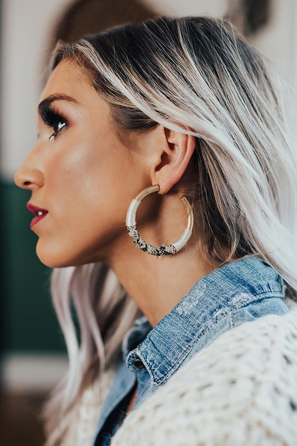 Your Biggest Fan Snake Print Earrings In Stone