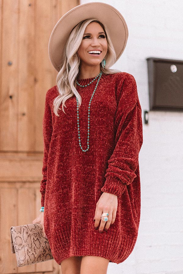 Cozy Celebration Chenille Sweater In Rustic Rose