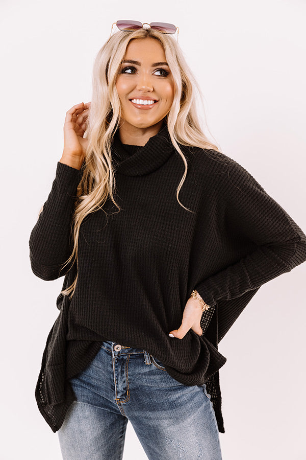 Sedona Snuggles Waffle Knit Sweater In Black • Impressions Online Boutique