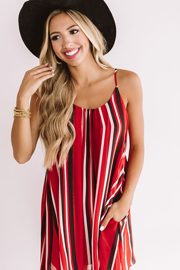 Tailgate Party Stripe Shift Dress in Red/Black Tailgate Party Stripe Shift Dress in Red/Black
