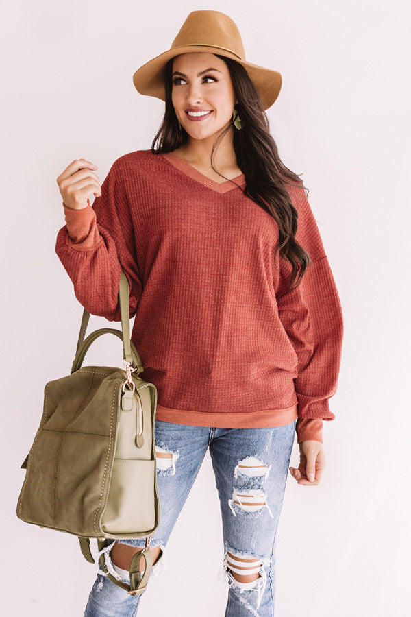 Campfire Kisses Waffle Knit Shift Top