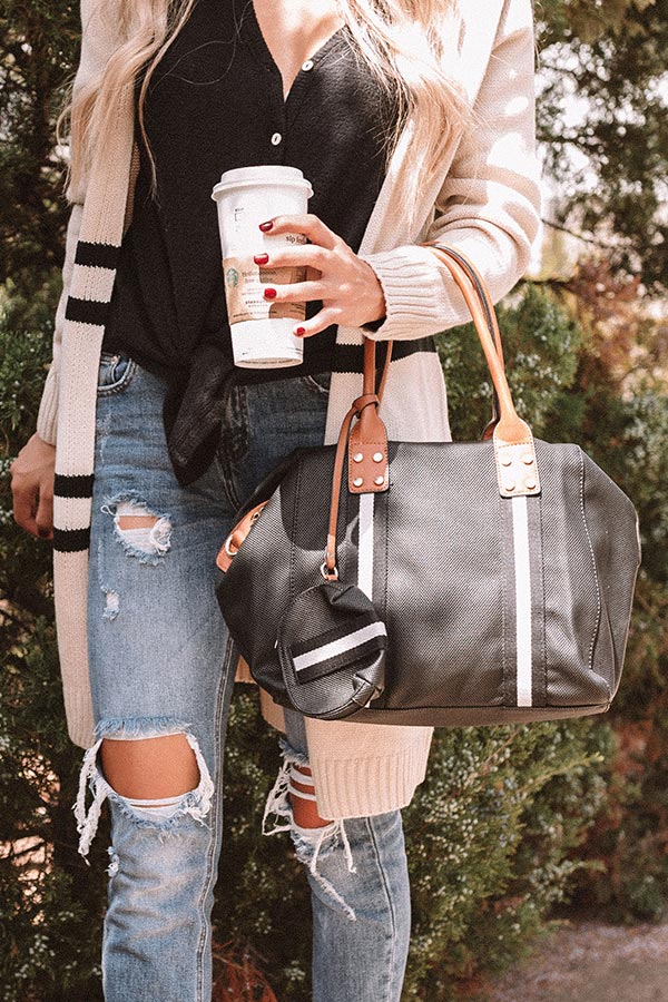Tribeca Travels Faux Leather Tote in Black