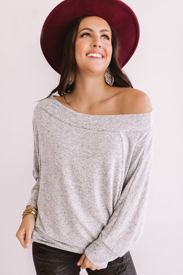 Autumn's Arrival Shift Top In Grey