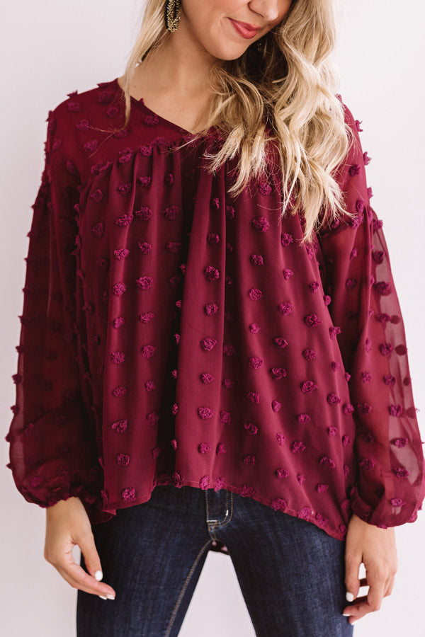 Spot On Babydoll Top In Wine