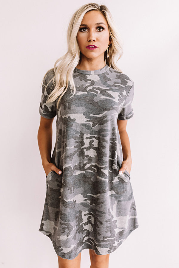camouflage t shirt dress womens Camouflage T-Shirt Dress For Women Short Sleeve, Mini Length, With Pockets, Casual Summer Outfit
