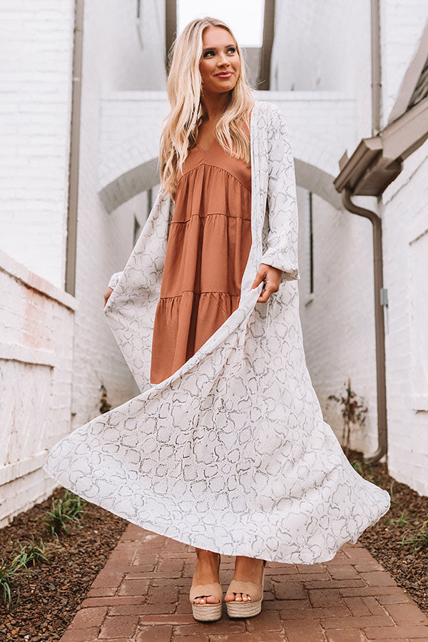 Love In Napa Snake Print Duster In Grey