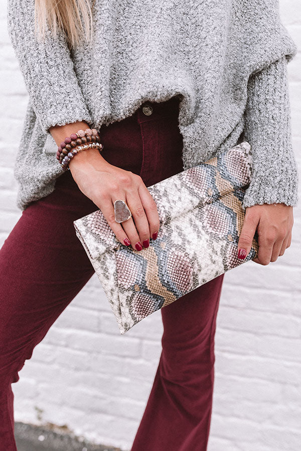 Cue The Casual Snake Print Clutch