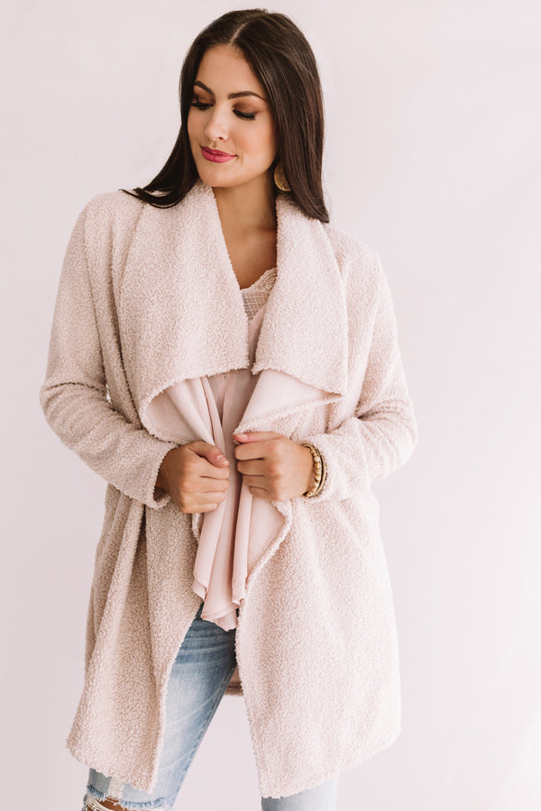 As Long As You Love Me Sherpa Cardigan In Light Blush