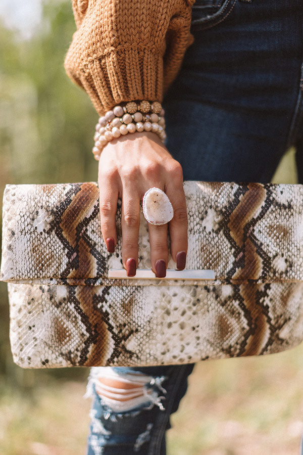Fancy Flirtation Snake Print Clutch