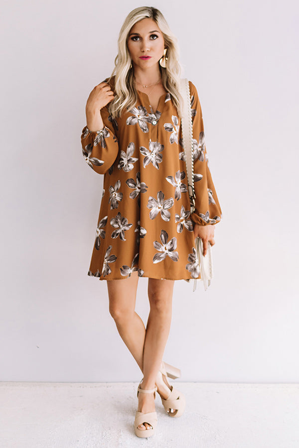 Chiffon On My Mind Floral Tunic Dress in Chocolate