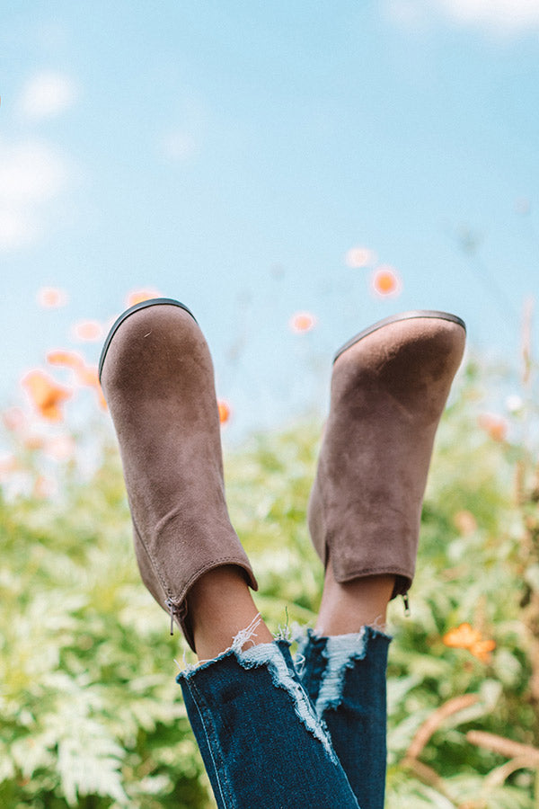 The Macon Faux Suede Bootie In Dark Taupe