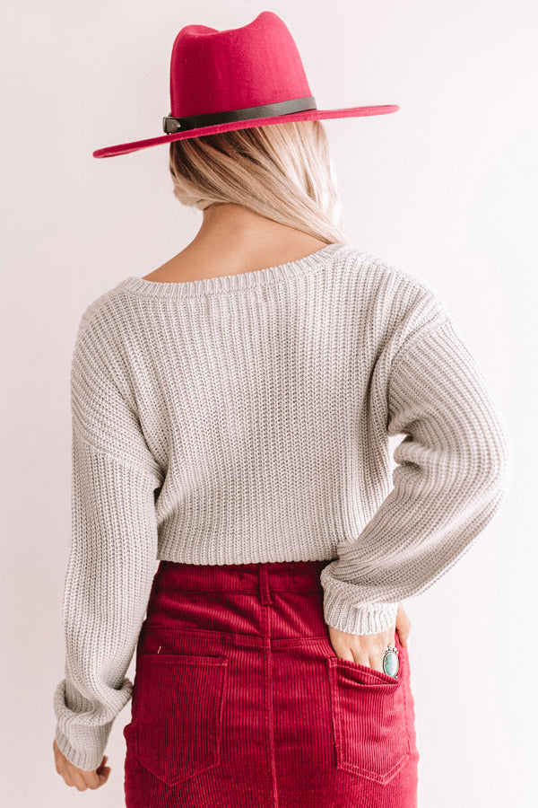 Just Your Type Front Tie Sweater in Light Grey Image - 1
