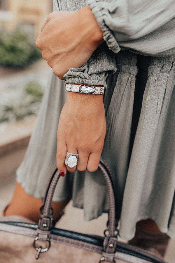 Bring It On Snake Print Cuff Bracelet in White