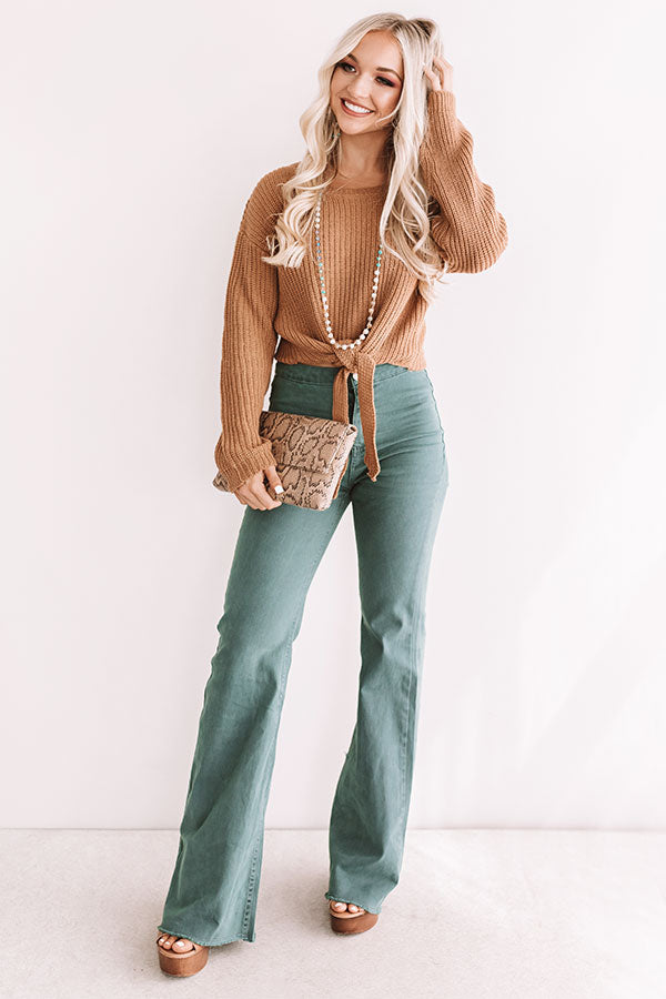 Just Your Type Front Tie Sweater in Light Chocolate Image - 1