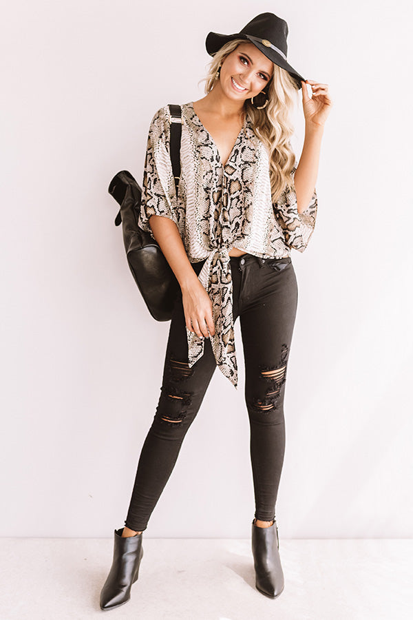 Gorgeous Grand Entrance Snake Print Tie Top