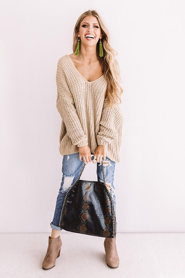 Eye Candy Tunic Sweater In Beige