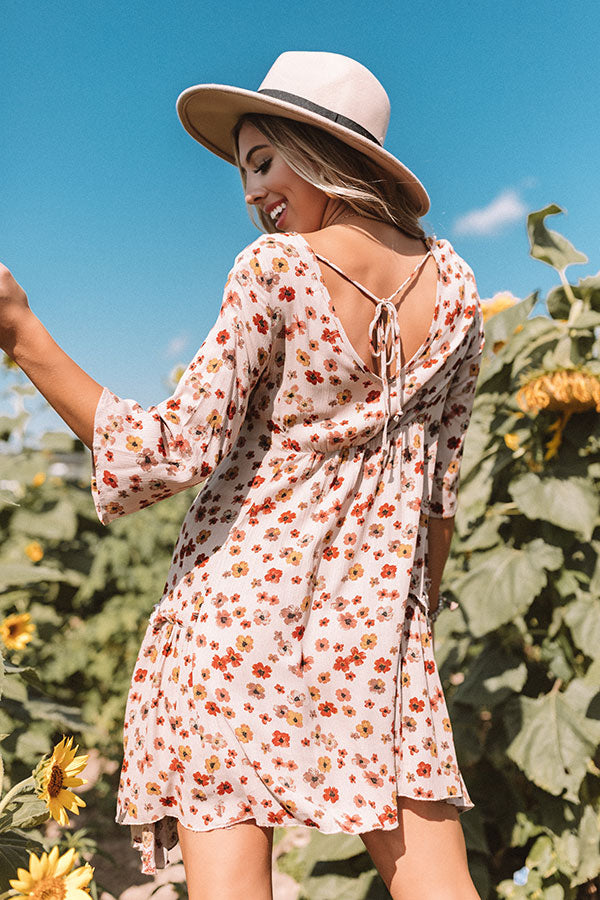 Autumn And Apple Cider Floral Shift Dress In Taupe Autumn And Apple Cider Floral Shift Dress In Taupe