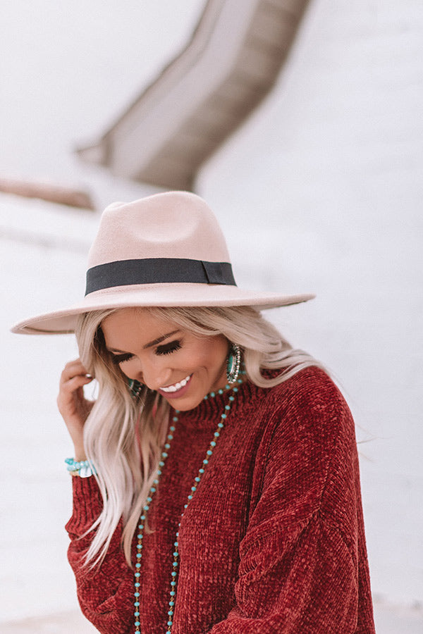 Vintage Vibes Felt Hat In Iced Latte