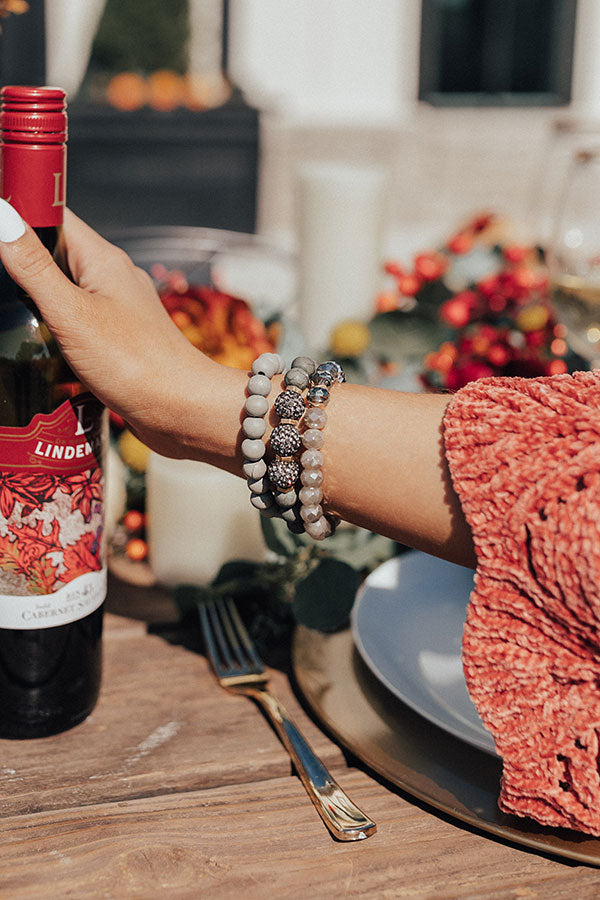 Sipping Vino Bracelet Set In Grey