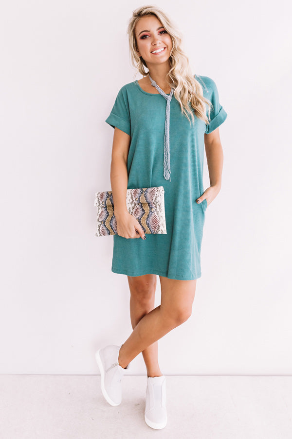 Chic Sway Shift Dress In Teal