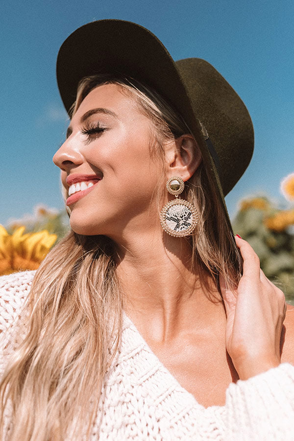 Brunch And Banter Snake Print Earrings In Birch