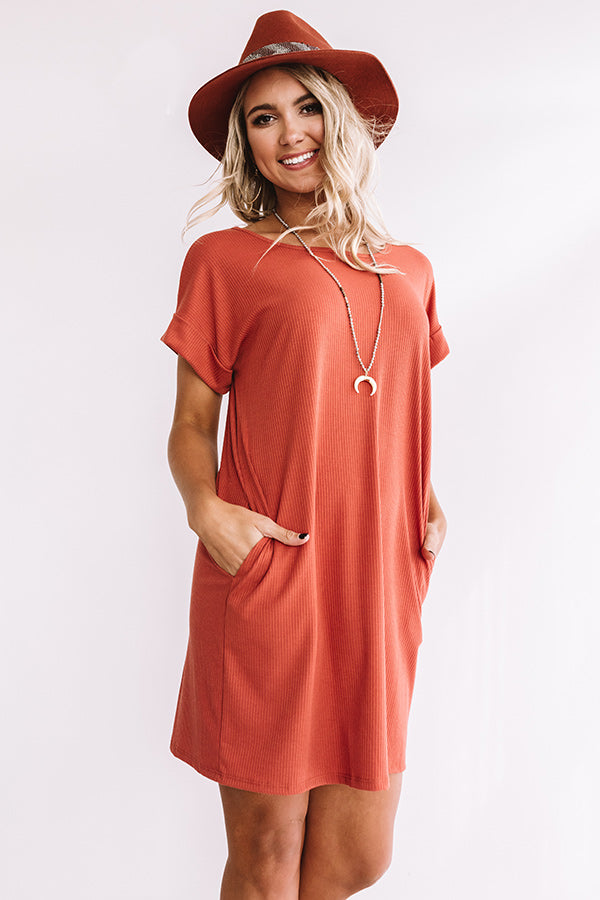 Chic Sway Shift Dress In Rust