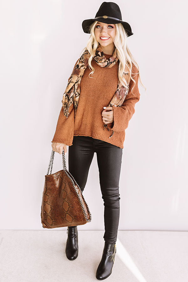 Fireside Feelings Knit Sweater In Cinnamon