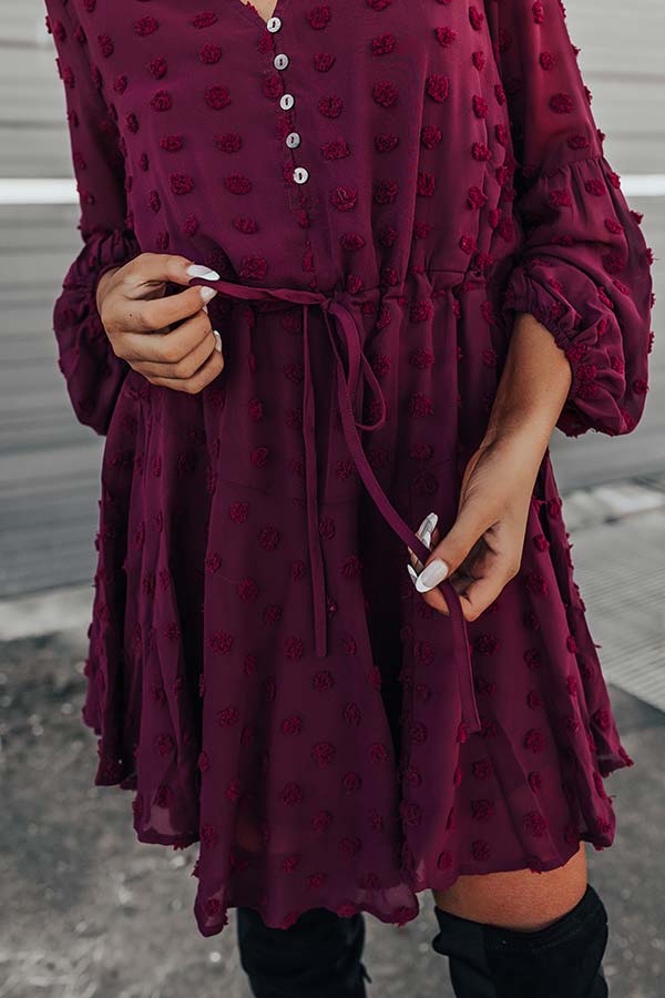 Dreaming Of Paris Shift Dress In Wine