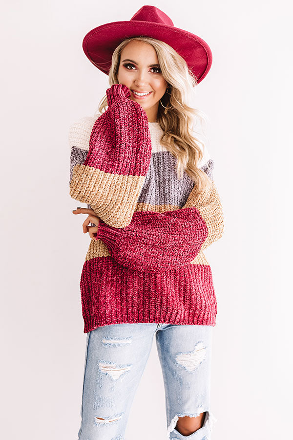 Cider And Cozy Chenille Sweater In Berry