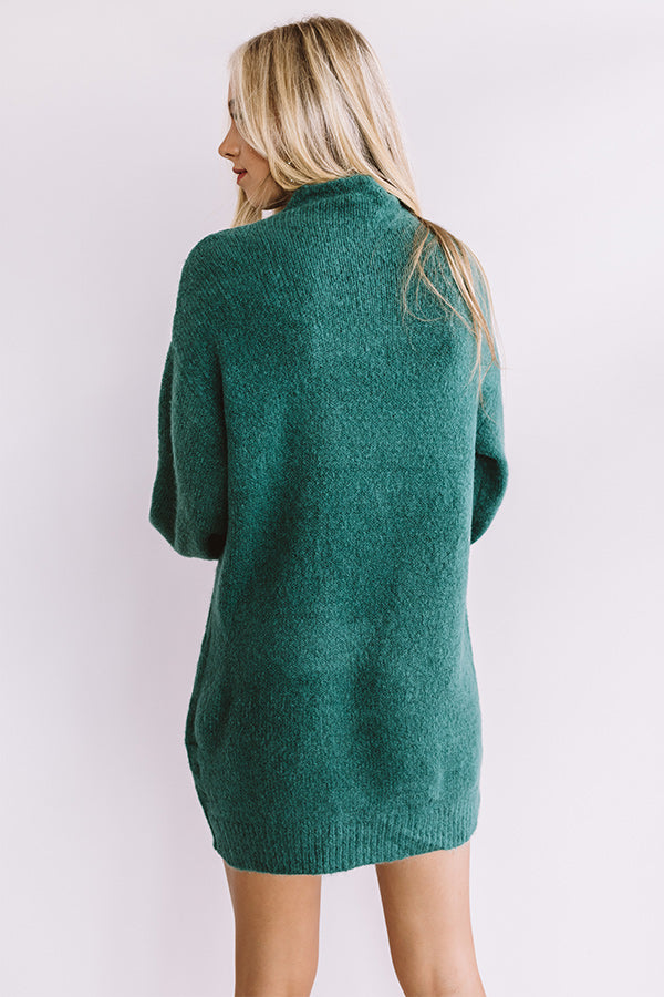 Cheers For Cozy Sweater Dress In Hunter Green Cheers For Cozy Sweater Dress In Hunter Green
