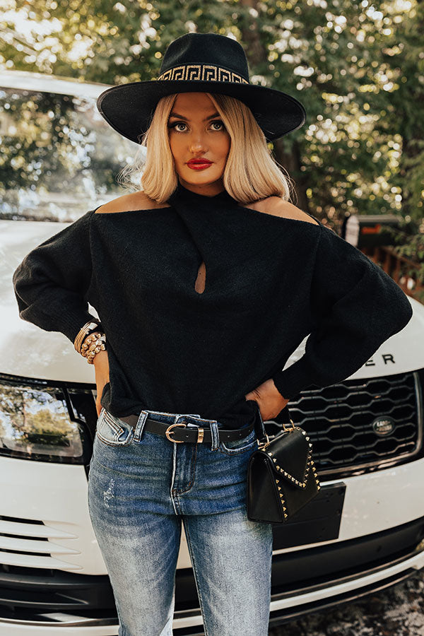 Sweet Embrace Cold Shoulder Sweater In Black